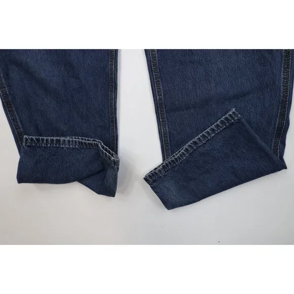 Vintage Y2K Carhartt Mens 36x32 Faded Wide Leg Dungaree Denim Jeans Blue Cotton